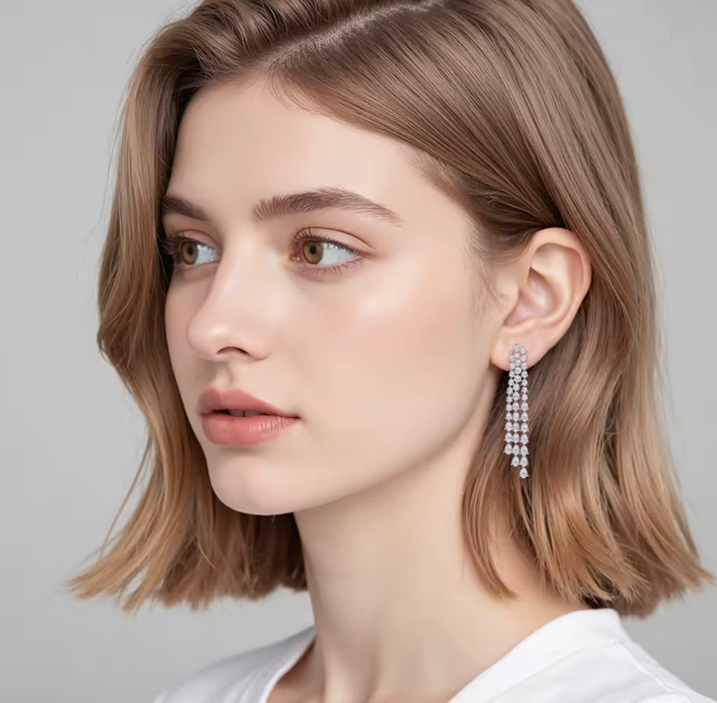 Platynowe Kolczyki Wiszące Platinium Diamond Cascade