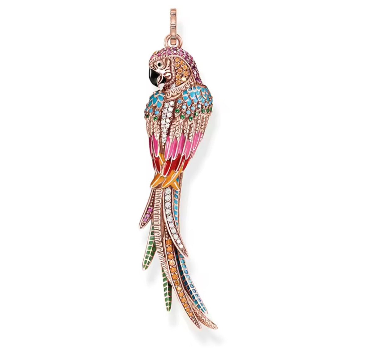 Srebrny Wiszący Charms Papuga w Locie z Cyrkoniami Exotic Flight Parrot