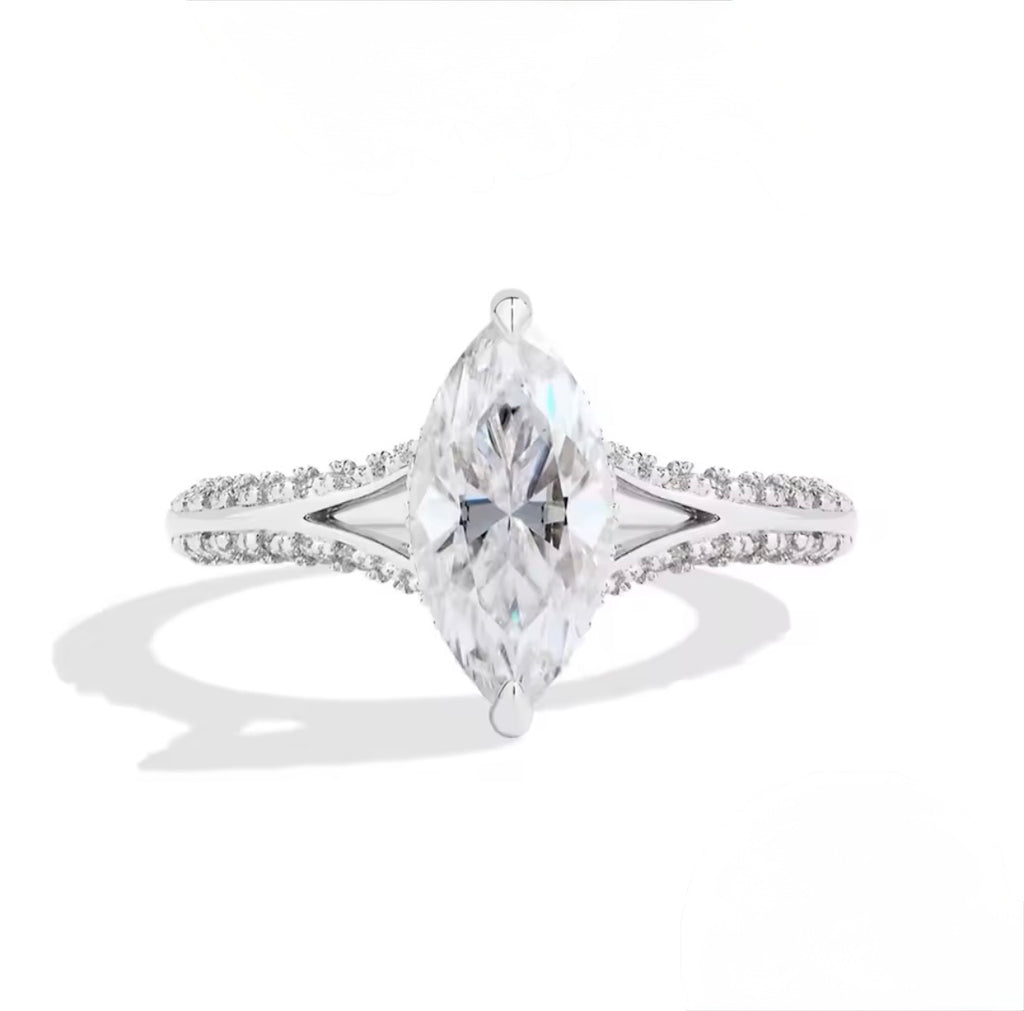 Luksusowy Pierścionek z Moissanitem 2CT Szlif Markiza Moissanite Marquise Royal