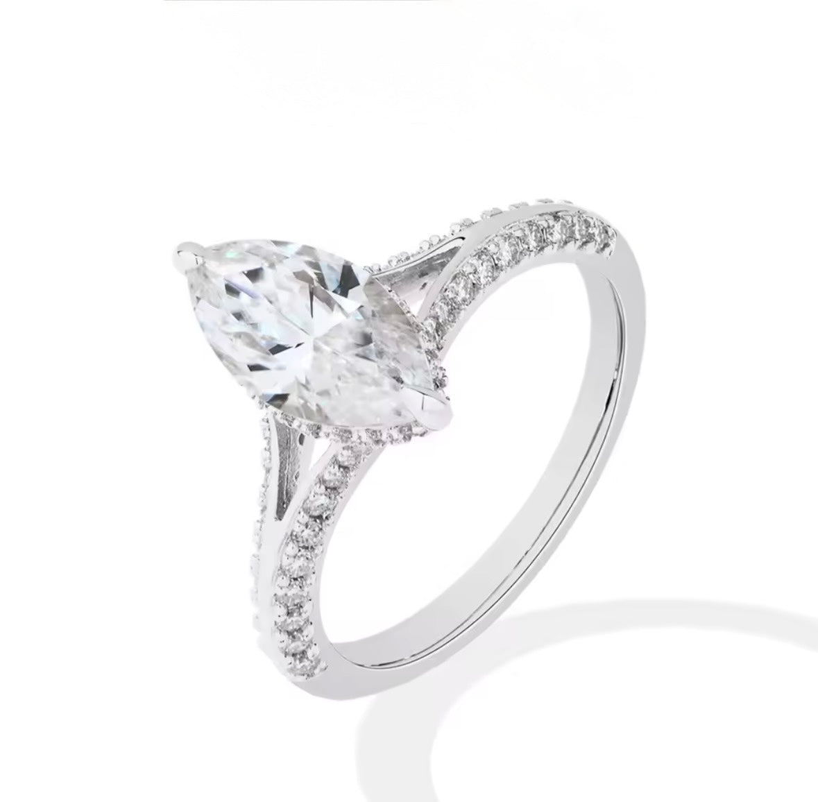 Luksusowy Pierścionek z Moissanitem 2CT Szlif Markiza Moissanite Marquise Royal