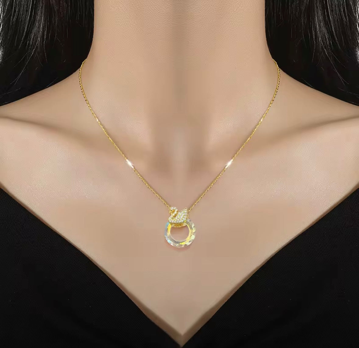 Naszyjnik Golden Swan Aurora Crystal
