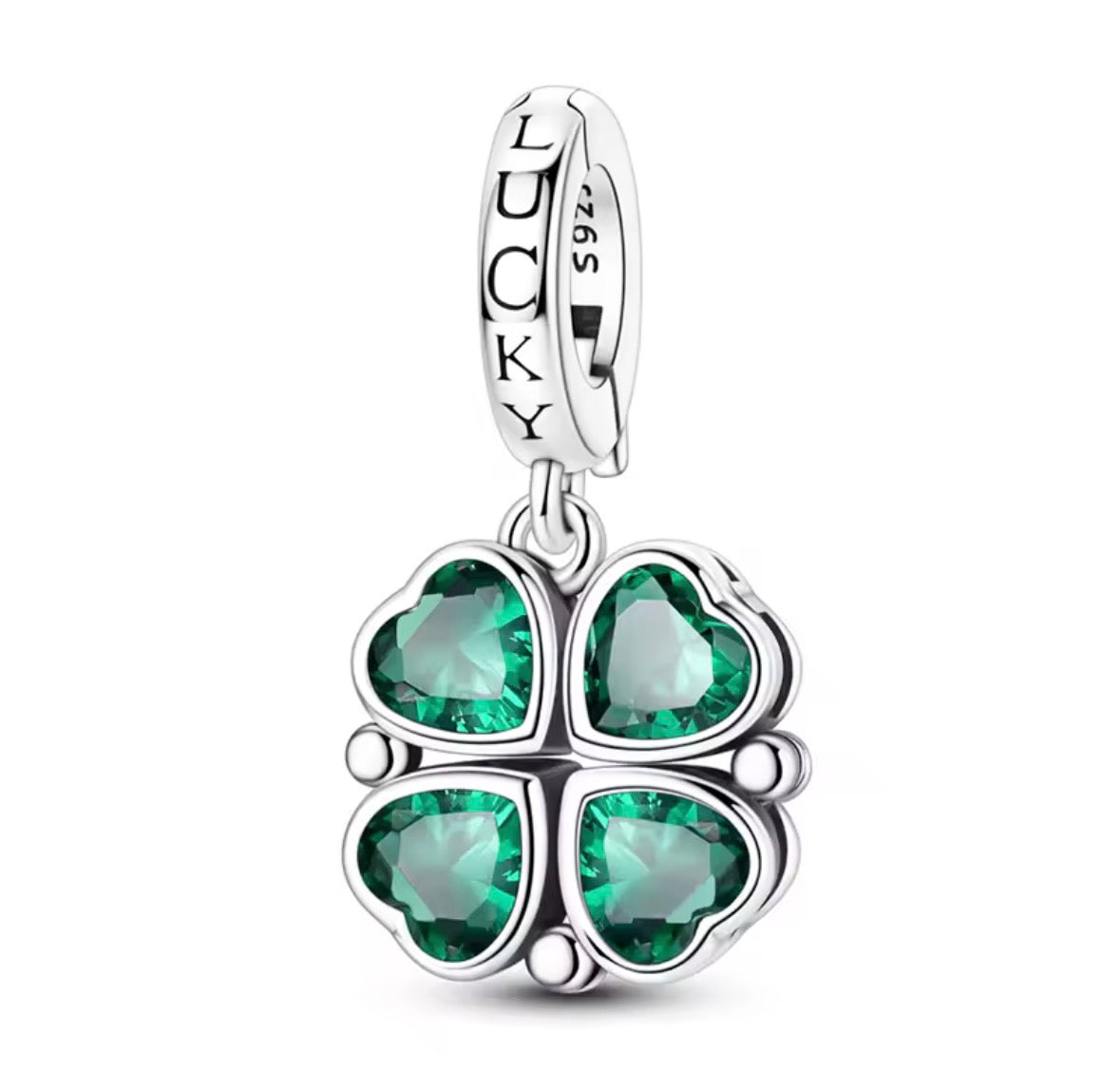 Charms Srebrny Emerald Lucky Clover