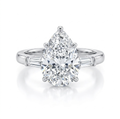 Srebrny  Pierścionek z Diamentem w Szlifie Gruszki Royal Pear 14K