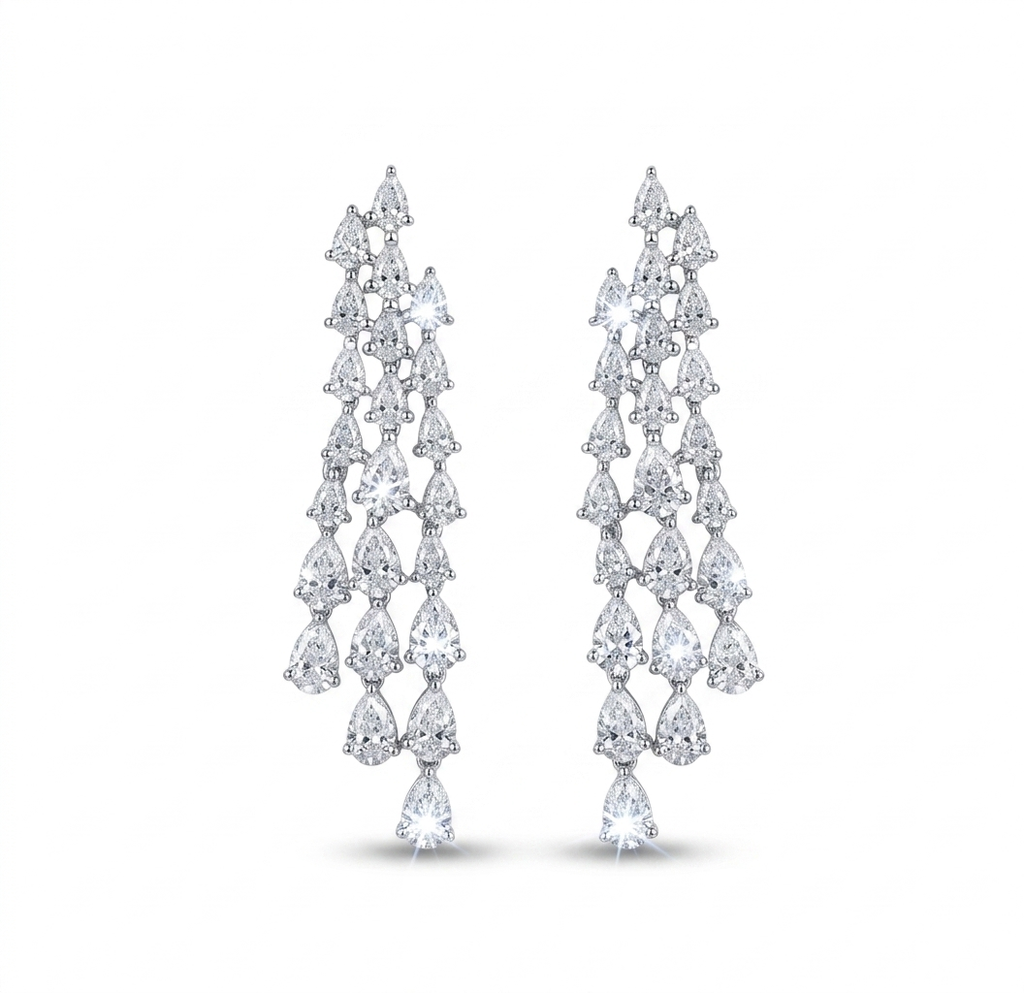Platynowe Kolczyki Wiszące Platinium Diamond Cascade