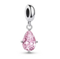 Srebrny Charms Różowa Łezka Crystal Pink Tear Glow